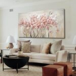 YJYart White Floral Oil Painting Canvas Art Wall Decor Modern Botanical Picture ... - Image 2