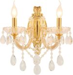 YLONG-ZS Gold Traditional Crystal Wall Sconce, 2-Light Candle Style Vanity Lamp,... - Image 2