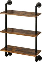 YMYNY Industrial Pipe Shelf Bracket, 3 Tiers Retro Wall Mounted Floating Shelf, ... - Image 2