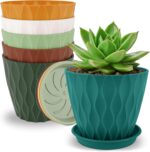 YNNICO 4 inch Plant Pots, 6 Pack Flower Pots Outdoor Indoor, Planters with Drain... - Image 2