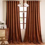 YOFUN 84 inches 2 Panels, Burnt Orange Blackout Luxury Velvet Curtains Thermal I... - Image 2
