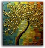 YaSheng Art - hand painted Wall Art, Modern Abstract 3D Textured Wall Art ,Golde... - Image 2