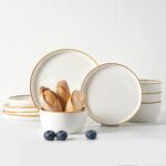 Yachi Plates and Bowls Sets, 12 Pieces Modern Style Porcelain Dinnerware Set for... - Image 2