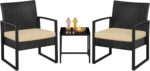 Yaheetech 3 Pieces Rattan Bistro Set, Indoor/Outdoor Wicker Patio Modern Convers... - Image 2