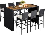 Yaheetech 7 Piece Patio Dining Set Outdoor Acacia Wood Bar Table and Chairs with... - Image 2