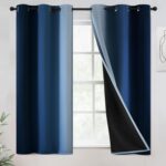 Yakamok 100% Blackout Curtains 54 inches Long,Room Darkening Blue Curtains Ombre... - Image 2