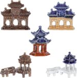 Yardwe Ceramic Pavilion Garden Ornaments 5Pcs Miniature Patio Lawn Decor Bonsai ... - Image 2