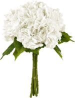 Yatim 21In White Artificial Hydrangea Flowers 5 Pcs Real Touch 3D Print Latex Fl... - Image 2