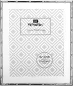 YiPinYin 10x12'' Silver Plated Metal Photo Frame Bamboo Detail, Acid-Free Mat fo... - Image 2