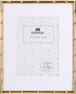 YiPinYin 8x10''Bamboo Detail Gold Metal Picture Frame with Acid Free Mat for 5x7... - Image 2