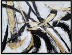 Yihui Arts Black White Canvas Wall Art - Hand Painted Modern Abstract Oil Painti... - Image 2