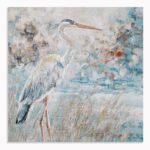 Yihui Arts Heron Arts - Beautiful Blue and Teal Bird Canvas Wall Artwork with Go... - Image 2