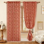 Yinhua Boho Curtains for Living Room 84 Inch Length Vintage Linen Burnt Orange C... - Image 2
