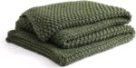 YnM Chunky Cotton Knit Throw Blanket, Cable Knit Throws for Bed Couch Sofa, Comf... - Image 2