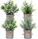 Yoratee Small Artificial Plants Set of 4 Fake Potted Plant with Iron Pot Mini Gr... - Image 2