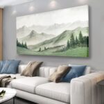 Yuaxker Large Nature Wall Decor Green and Gray Wall Art Abstract Landscape Canva... - Image 2