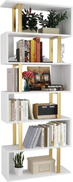 Yusong Geometric Bookcase, S Shaped Bookshelf 6-Tier Book Shelves for Bedroom, M... - Image 2