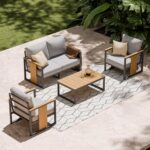 ZANDOR Aluminum Outdoor Patio Furniture Set,4-Piece Sectional Sofa with Coffee T... - Image 2