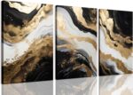 ZQARTZZQ 3 Piece Framed Wall Art Abstract Wall Decor Black Gold Pictures Marble ... - Image 2