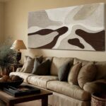 ZUNARE Hand-Painted Large Abstract Wall Art – Neutral Beige, Taupe, and Brown Te... - Image 2
