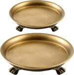 Zonon 2 Pack Brass Color Metal Clawfoot Dish Pedestal Dish Candle Tray Round Cla... - Image 2