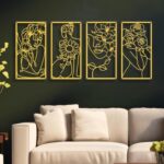 Zzbakress 4 Pcs Metal Minimalist Abstract Woman and Flower Wall Art Single Line ... - Image 2