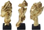 aboxoo 3 Pcs Thinker Statue, Silence is Gold Abstract Art Figurine, See No Evil ... - Image 2