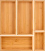 bamboo drawer organizer Set,expandable drawer dividers,wooden storage organizers... - Image 2