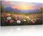 crmotu Landscape Wall Art, Oversized Wall Art, Floral Wall Decor, Mountain Flowe... - Image 2