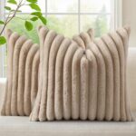 decorUhome Cozy Faux Fur Throw Pillow Covers 18x18 Set of 2 Decorative Soft Plus... - Image 2