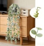 echosari Artificial Hanging Plants, Fake Potted Eucalyptus Faux Hanging Plant, F... - Image 2