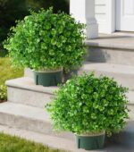 florisso 2 Pack Artificial Boxwood Topiary Trees, UV-Resistant Faux Realistic Gr... - Image 2