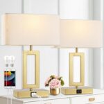gernehop Gold Table Lamps Set of 2 with Dual USB Ports,3-Way Dimmable Touch Cont... - Image 2
