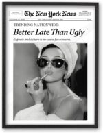 iHery Premium Natural Black OAK Wood 12x16in Audrey Hepburn Trendy Framed Wall A... - Image 2