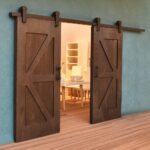 iLAND 1/12 Scale Accessories of Dollhouse Door Miniature Wooden Barn Doors w/Sli... - Image 2
