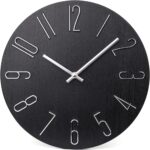 jomparis Black Wall Clock Modern Style Plastic Wooden Wall Clocks Decor 12 Inch ... - Image 2
