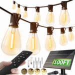 luckystyle 100FT Solar String Lights Outdoor Waterproof 2200K with Remote & USB ... - Image 2