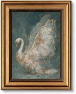 okudolit Gold Framed Vintage Swan Canvas Wall Art Print Luxury Animal Oil Painti... - Image 2