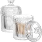 rejomiik 2 Pack Qtip Holder Glass Apothecary Jars with Lids Bathroom Accessories... - Image 2