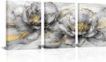 sechars Abstract Floral Wall Art Modern Gray and Gold Bathroom Bedroom Decor Mar... - Image 2