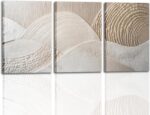 skysoon 3 Panels Neutral Abstract Wall Art, Minimalist Textured Canvas Wrapped W... - Image 2