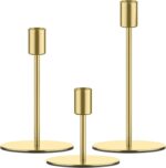 smtyle Gold Taper Candle Holders for Candlestick Candles Set of 3 Candelabra wit... - Image 2