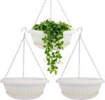 summer flower 3 Pack Large Hanging Planters 12.59in Plastic Plant Pots with Drai... - Image 2