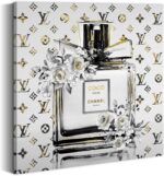 summer melody Chic Fashion Canvas Wall Art: Black White Perfume Bottle Picture w... - Image 2
