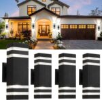 tewei 4 Pack Outdoor Wall Lights, Modern Exterior Light Fixture Wall Mount Black... - Image 2