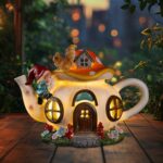 twinbling Solar Fairy House Garden Outdoor Statue with Gnome and Squirrel Figuri... - Image 2