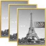 upsimples 12x16 Picture Frame Gold 3 Pack, Scratch-Proof Poster Frames 12 x 16 f... - Image 2