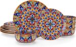 vancasso 12 Pieces Dinnerware Sets, Orange Plates and Bowls Set, Porcelain Dishe... - Image 2