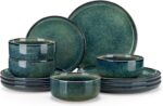 vancasso Starry 12 Pieces Dinnerware Sets for 4, Green Reactive Glaze Dishes Set... - Image 2