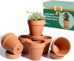 vensovo 4 Inch Terracotta Plant Pots with Saucer - 6 Pack Clay Flower Pots with ... - Image 2